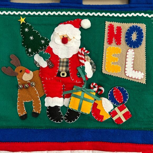 Vintage Felt Santa Advent Calendar Wall Hanging NOEL 24 Pockets Christmas - Picture 6 of 11